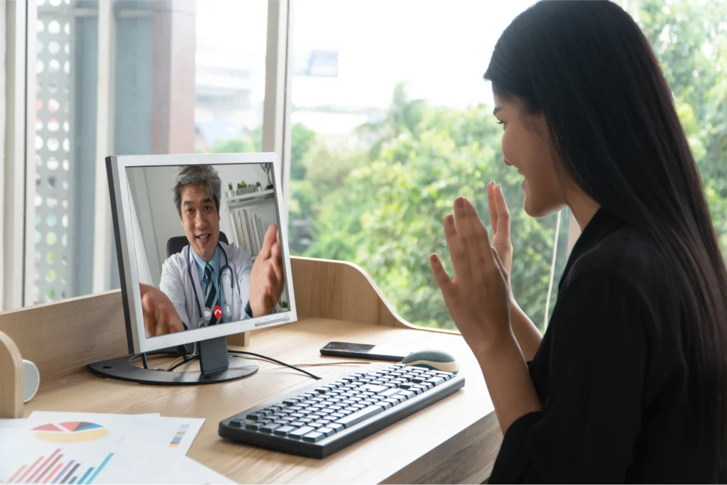 Couples connecting through online therapy